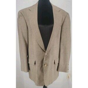 Vintage 90s Tommy Hilfiger 40 L Blazer Suit Sports Coat Beige Checked Grandpa